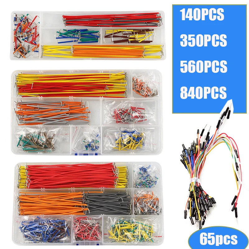 Diy Electronics Breadboard - 65/140/350/560/840Pcs/Box U Shape Solderless Breadboard Jumper