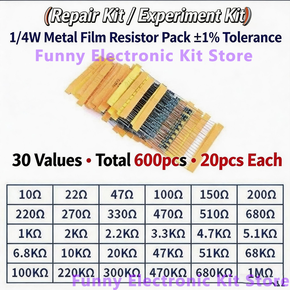600 Pcs Assorted Metal Film Re - Resistor Kit 1 4W recension och pris
