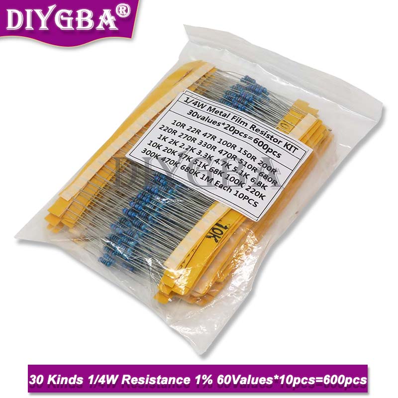 600PCS/Set 30Kinds 1/4W Resist - Resistor Kit 1 4W recension och pris