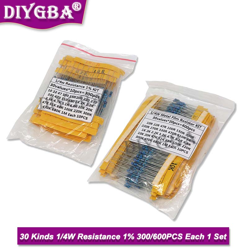 600PCS/Set 30Kinds 1/4W Resist - Resistor Kit 1 4W recension och pris