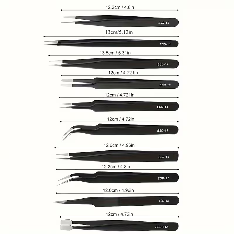 10Pcs ESD Anti‑Static Tweezers - Diy Electronics Art recension och pris