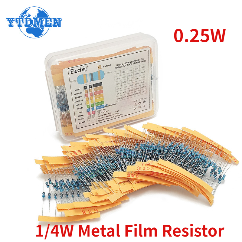 300-600PCS 1/4W Metal Film Res - Resistor Kit 1 4W recension och pris