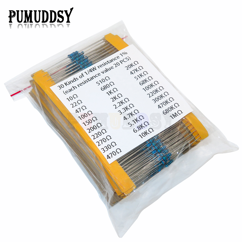 600pcs/set 30 Kinds 1/4W Resis - Resistor Kit 1 4W recension och pris