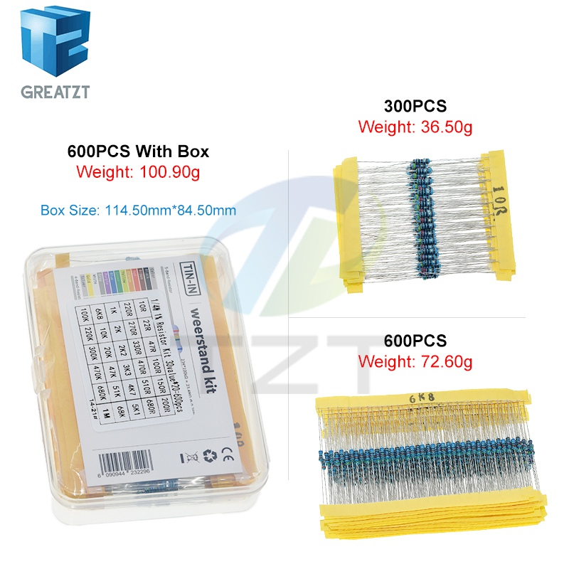 GREATZT 600pcs/set 30 Kinds 1/ - Resistor Kit 1 4W recension och pris